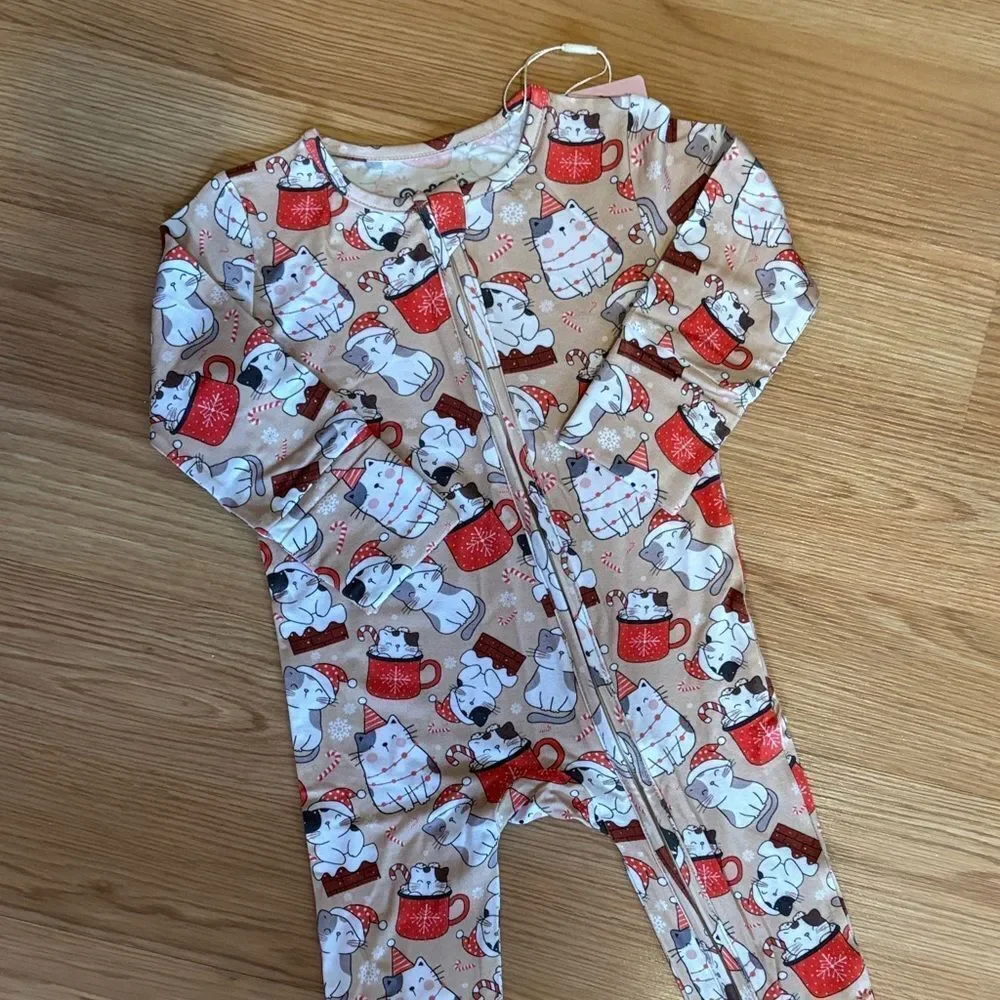 PoshTot Cat in Mugs Bamboo Pajamas